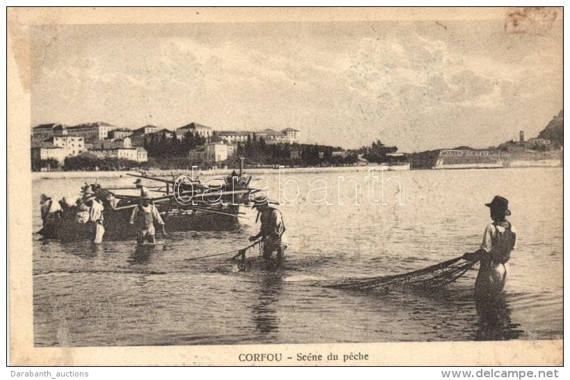 ** T4 Corfu, Corfou; Sc&eacute;ne Du P&eacute;che / Scene Of Fishing, Fishermen (cut) - Non Classés