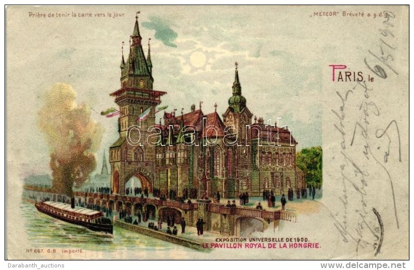 T2 1900 Paris, Exposition; Le Pavillon Royal De La Hongrie / Hungarian Exposition Pavilion; Hold To Light METEOR... - Zonder Classificatie