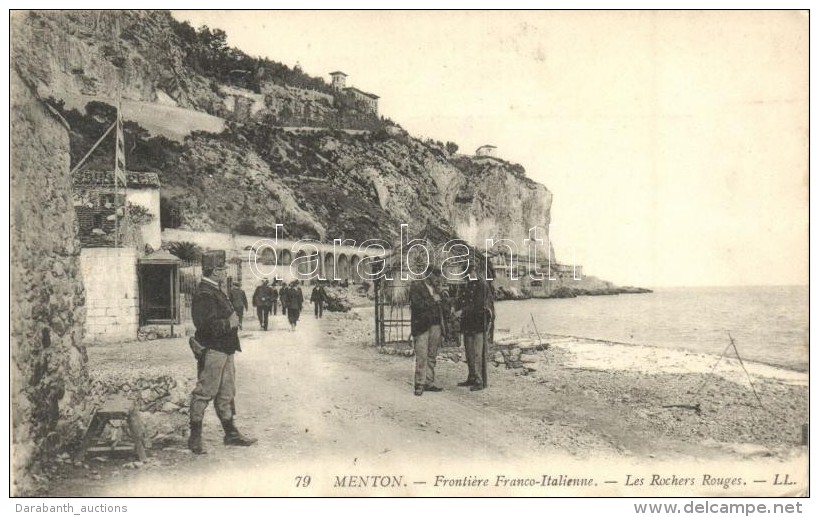 ** T2/T3 Menton, The Franco-Italian Border, The Red Rocks, Officers, Shore (fl) - Non Classés