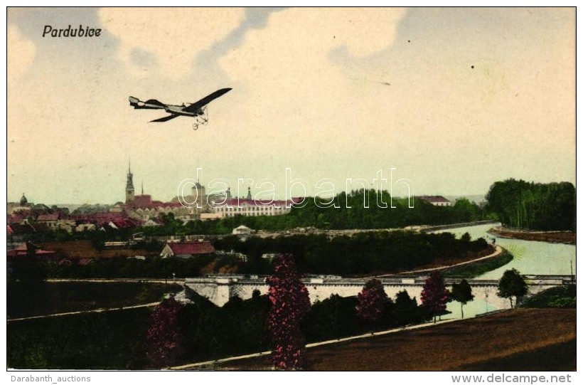 ** T1 1918 Pardubice, Nakl. Otakar Dolezal / Labe River, Aeroplane - Zonder Classificatie