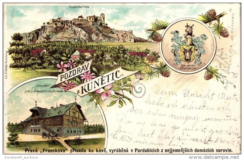 T2 1899 Kunetick&aacute; Hora, Z&aacute;mek, Letohradek Svob. P. Drascheho Z Vartenberke / Castle, Summer Villa;... - Non Classés