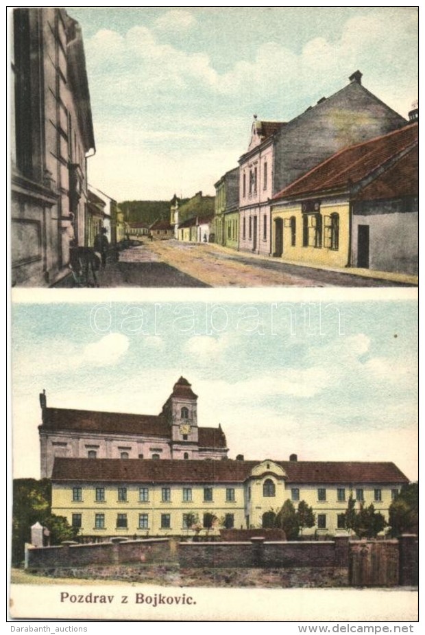 * T2/T3 Bojkovice, Bojkowitz; St. Lawrence Church And Rectory, Street View, F. Glivicky (EK) - Non Classés