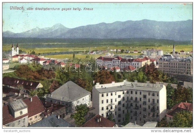 T2/T3 Villach, Vom Stadtpfarrturm Gegen Heilg. Kreuz / View From Tower (EK) - Zonder Classificatie