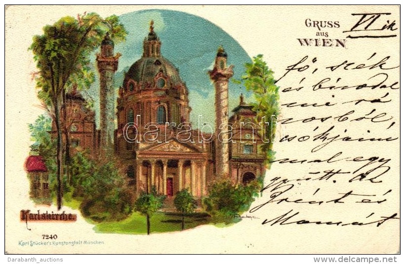 T2 1899 Vienna, Wien, Karlskirche, Karl St&uuml;ckers Kunstanstalt / Church, Litho S: Rosenberger - Unclassified