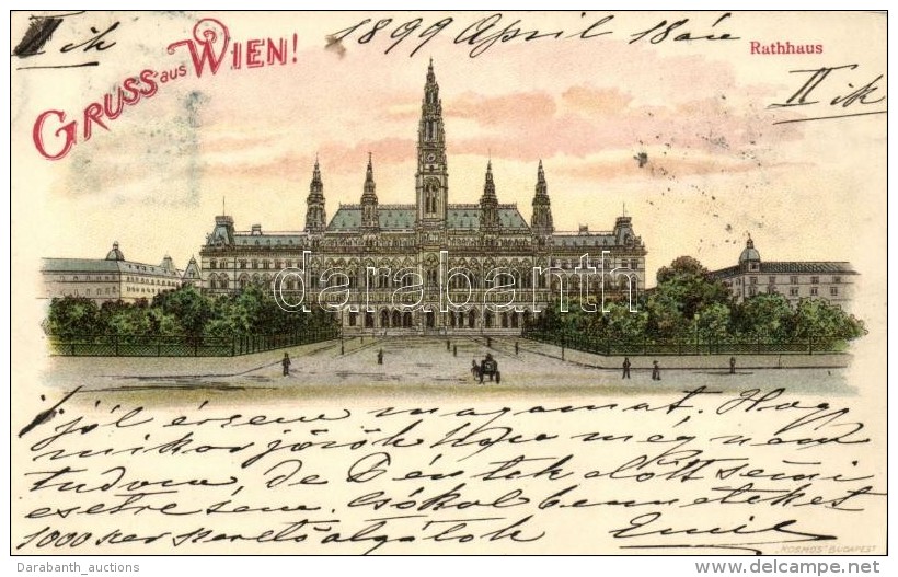 T1/T2 1899 Vienna, Wien; Rathaus / Town Hall, Kosmos Litho - Zonder Classificatie