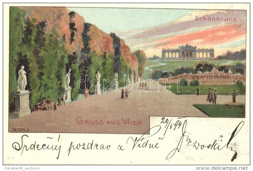 T2 1899 Vienna, Wien; Sch&ouml;nbrunn Litho S: Geiger R. - Zonder Classificatie