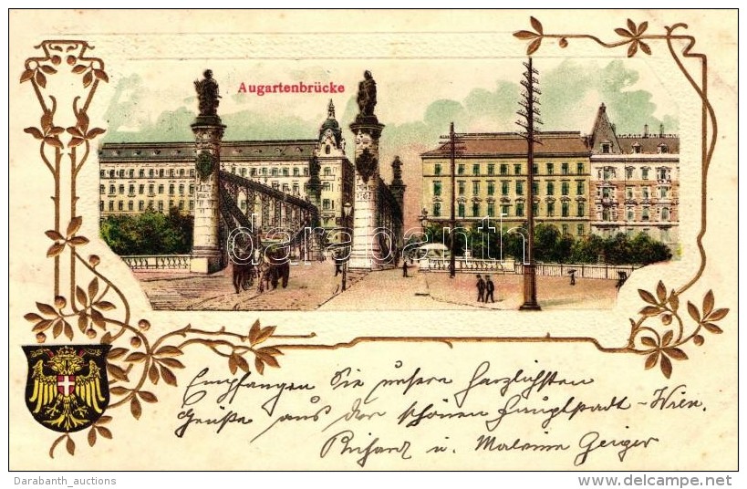 T2 Vienna, Wien, Augartenbr&uuml;cke; Art Nouveau Emb. Litho - Zonder Classificatie
