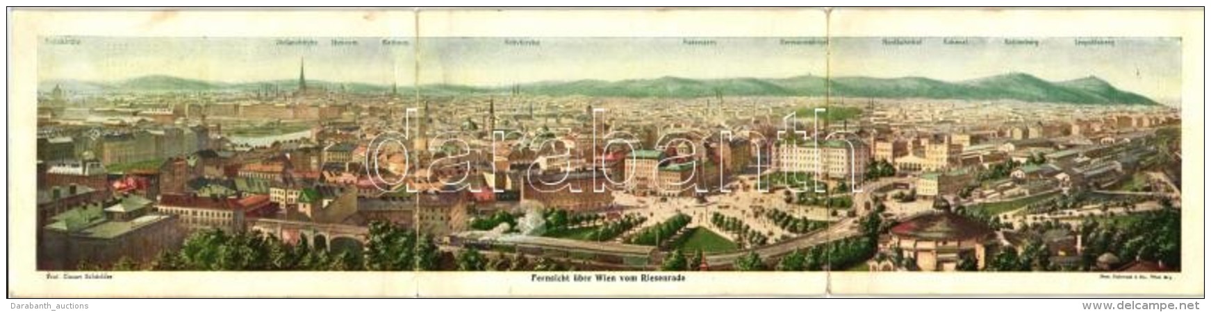 * T3 Vienna, Wien; Fernsicht &uuml;ber Wien Vom Riesenrad / Panorama From The Ferris Wheel, 3-tiled Panoramacard,... - Zonder Classificatie