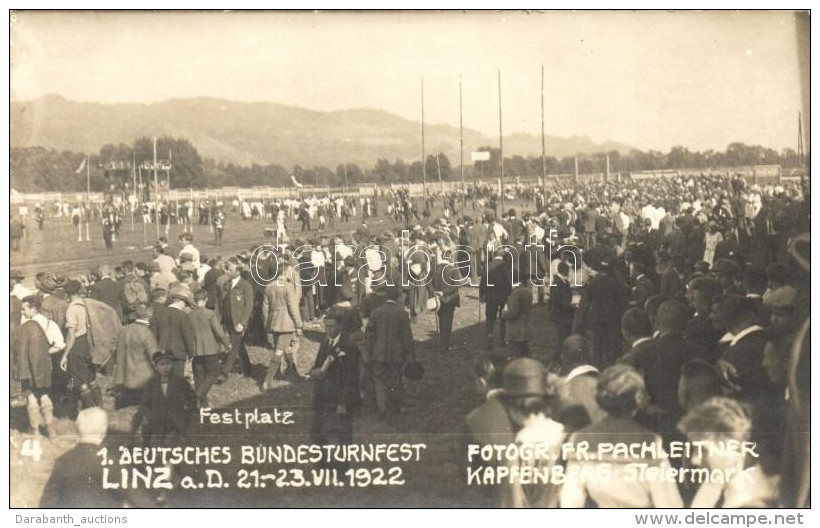 ** T1/T2 1922 Linz An Der Donau. 1. Deutsches Bundesturnfest, Festplatz. Fotograf Fr. Pachleitner / Sports... - Zonder Classificatie