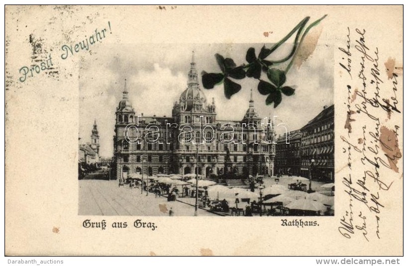 T2 Graz, Rathaus, Neujahrsgr&uuml;sse / Town Hall, New Year Greeting - Zonder Classificatie