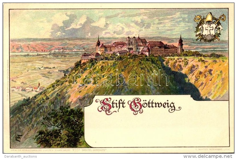 ** T1/T2 G&ouml;ttweig, Benediktinerstift; J. Velten No. 351 / Monastery Litho - Non Classés