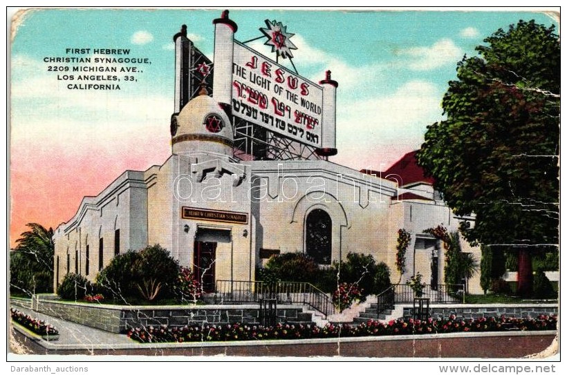 ** T3 Los Angeles, California. First Hebrew Christian Synagogue, Michigan Ave. (creases) - Zonder Classificatie