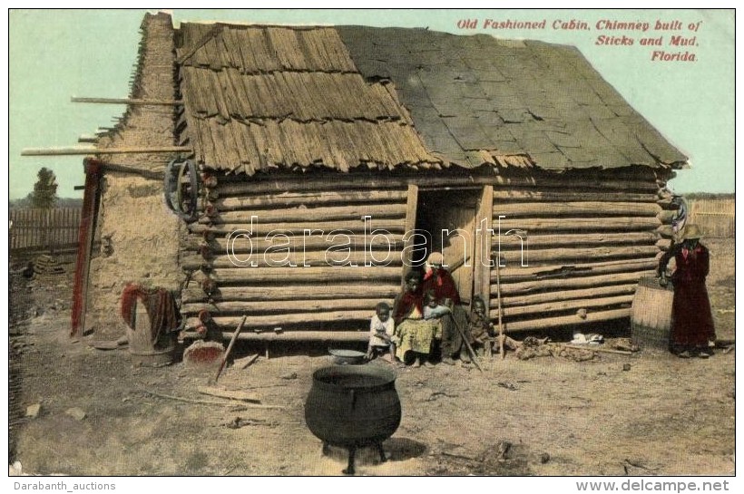 T2/T3 Florida, Old Fashioned Cabin Chimney Built Of Sticks And Mud - Ohne Zuordnung