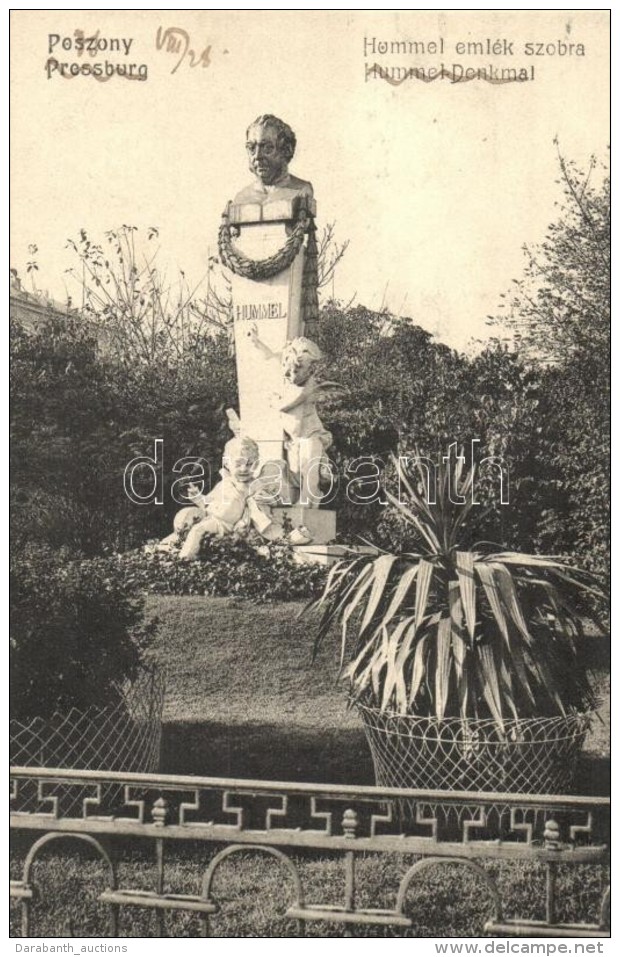 T2/T3 Pozsony, Pressburg, Bratislava; Hummel Eml&eacute;kszobra, S. D. M. 4703. / Monument, Statue (EK) - Non Classés