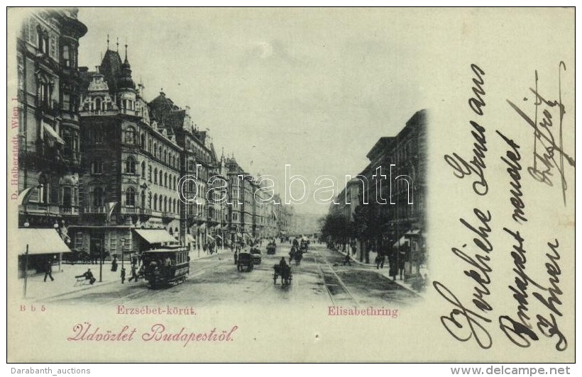 T4 1898 Budapest VII. Erzs&eacute;bet K&ouml;r&uacute;t, Villamos (lyukak / Pinholes) - Non Classés