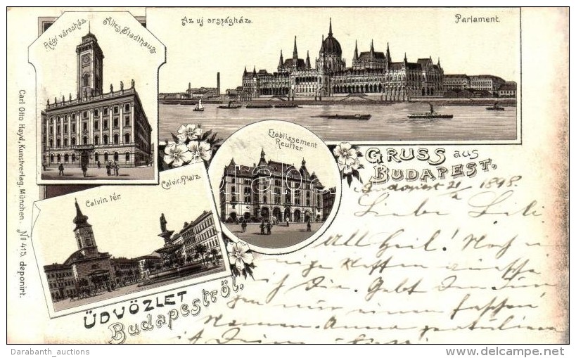 T2 1898 Budapest, R&eacute;gi V&aacute;rosh&aacute;za, Orsz&aacute;gh&aacute;z, K&aacute;lvin T&eacute;r, Carl Otto... - Non Classés