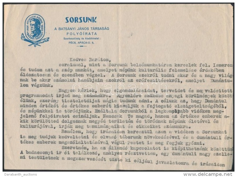 1947 Kanyar J&oacute;zsef (1916-2005) T&ouml;rt&eacute;n&eacute;sz, Lev&eacute;lt&aacute;ros, SzerkesztÅ‘... - Andere & Zonder Classificatie