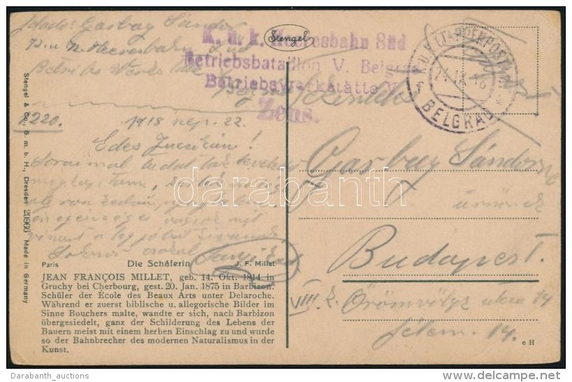 1918 T&aacute;bori K&eacute;peslap Belgr&aacute;db&oacute;l Garbay S&aacute;ndornak, K&eacute;sÅ‘bb A Magyar... - Other & Unclassified