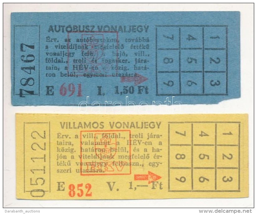 Cca 1980 R&eacute;gi, Fel Nem Haszn&aacute;lt BKV Vonaljegyek: Aut&oacute;busz Vonaljegy 1,50Ft, Villamos Vonaljegy... - Non Classés