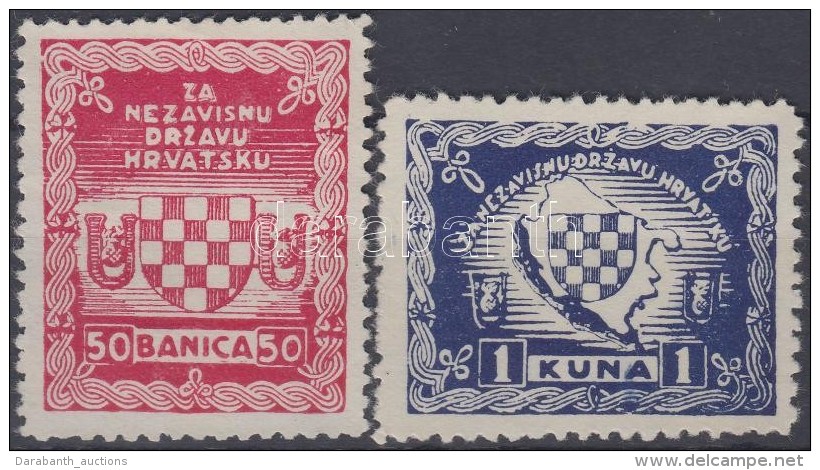 ~1940 F&uuml;ggetlen Horv&aacute;t &aacute;llam 2 Seg&eacute;lyb&eacute;lyeg / Independent Croatian State 2 Labels - Zonder Classificatie