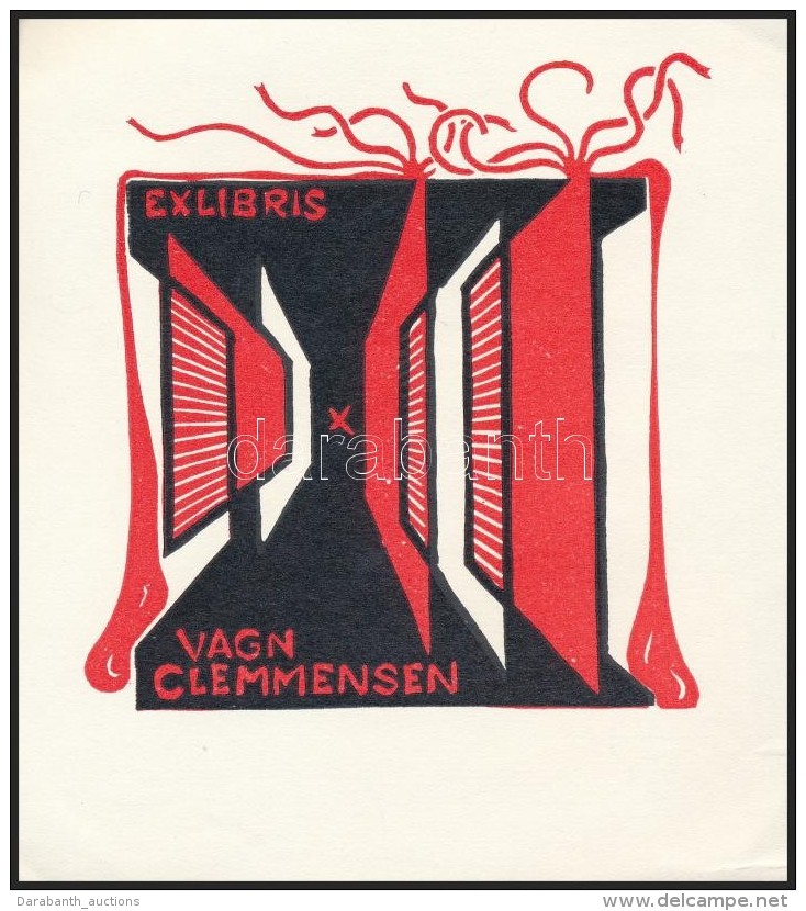 Christian W. Bauditz(1936-?): Vagn Clemmensen Ex Libris. Fametszet, Pap&iacute;r, Jelz&eacute;s N&eacute;lk&uuml;l,... - Andere & Zonder Classificatie