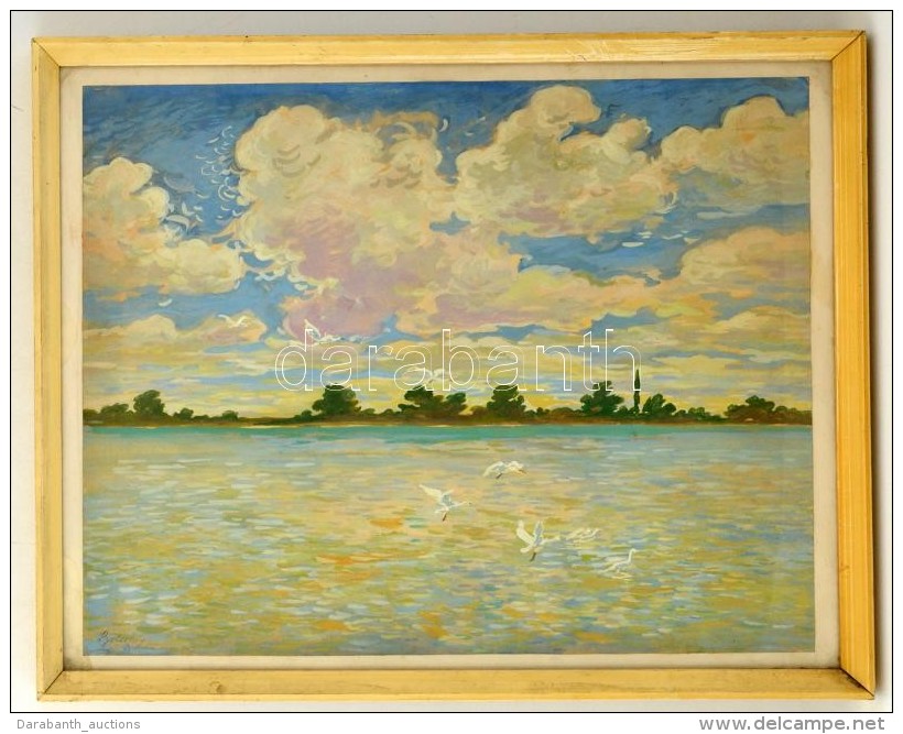 B&ouml;lcskey Ferenc (1897-?): Balatonber&eacute;ny. Gouache, Pap&iacute;r, Jelzett, &uuml;vegezett Keretben,... - Andere & Zonder Classificatie