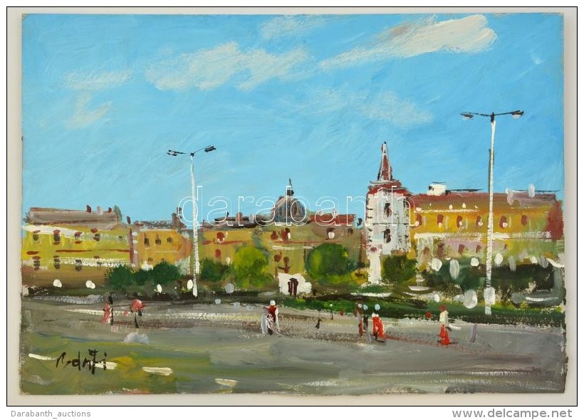 B&aacute;nfi Jelz&eacute;ssel: &Oacute;buda, Olaj, Karton, 23&times;33 Cm - Andere & Zonder Classificatie