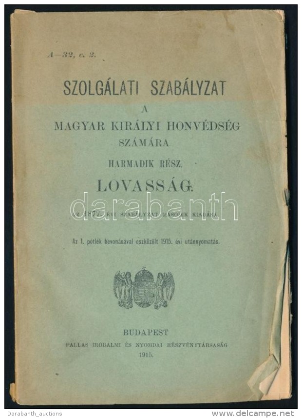 Szolg&aacute;lati Szab&aacute;lyzat A M, Kir Honv&eacute;ds&eacute;g Sz&aacute;m&aacute;ra. Harmadik R&eacute;sz-... - Non Classés