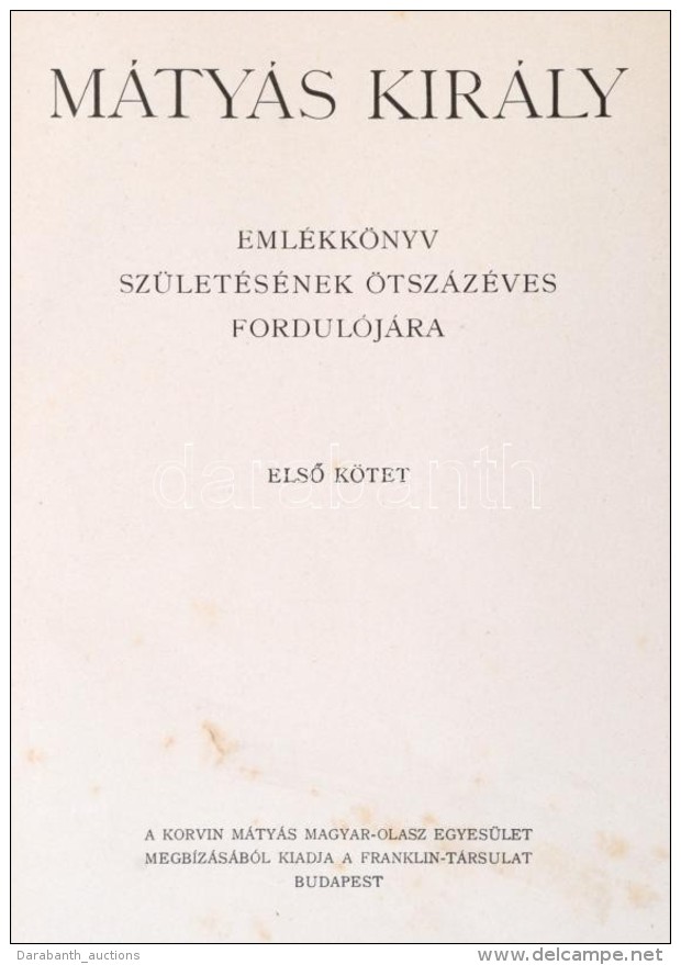 M&aacute;ty&aacute;s Kir&aacute;ly Eml&eacute;kk&ouml;nyv Sz&uuml;let&eacute;s&eacute;nek... - Zonder Classificatie