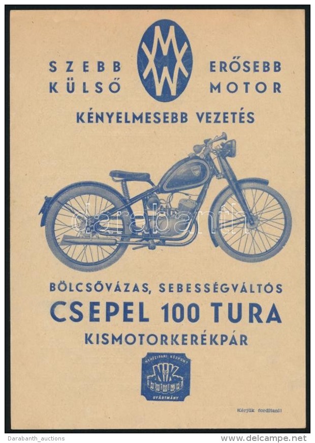 Cca 1940 Weiss Manfr&eacute;d Gy&aacute;r Csepel Motorker&eacute;kp&aacute;r Rekl&aacute;mnyomtatv&aacute;ny /... - Zonder Classificatie