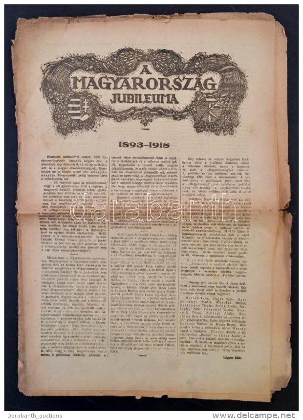 1918 A Magyarorsz&aacute;g C&iacute;mÅ± &uacute;js&aacute;g Jubileumi Kiad&aacute;sa (1893-1918) - Zonder Classificatie