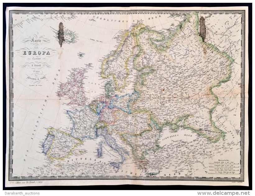 1860 Eur&oacute;pa T&eacute;rk&eacute;pe, F. Fried, Wien, Artaria &amp; Comp., N&eacute;met Nyelven, Foltos, A... - Andere & Zonder Classificatie