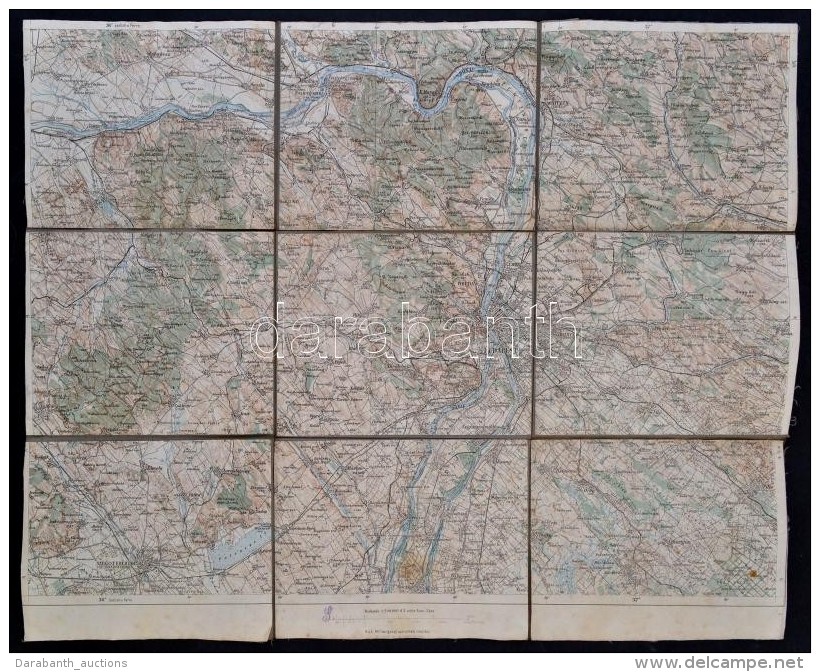 Cca 1910 Budapest &eacute;s K&ouml;rny&eacute;ke Katonai T&eacute;rk&eacute;p, K. U. K. Milit&auml;rgeographisches... - Andere & Zonder Classificatie