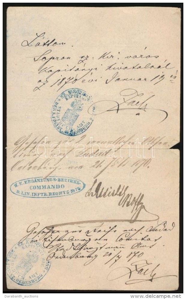 1872 Leszerelt Katona &uacute;ti C&eacute;dul&aacute;ja / Urlaubszettel (passport)  Of Disarmed Soldier - Other & Unclassified