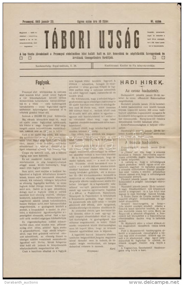 1915 PrzemyÅ›l, T&aacute;bori &Uacute;js&aacute;g, A 23. Honv&eacute;d Gyalogezred &aacute;ltal PrzemyÅ›l ElsÅ‘... - Andere & Zonder Classificatie