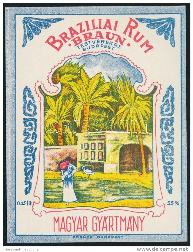 Cca 1910 Braziliai Rum Italc&iacute;mke, Braun Testv&eacute;rek, Posner, 10,5x8 Cm - Publicités