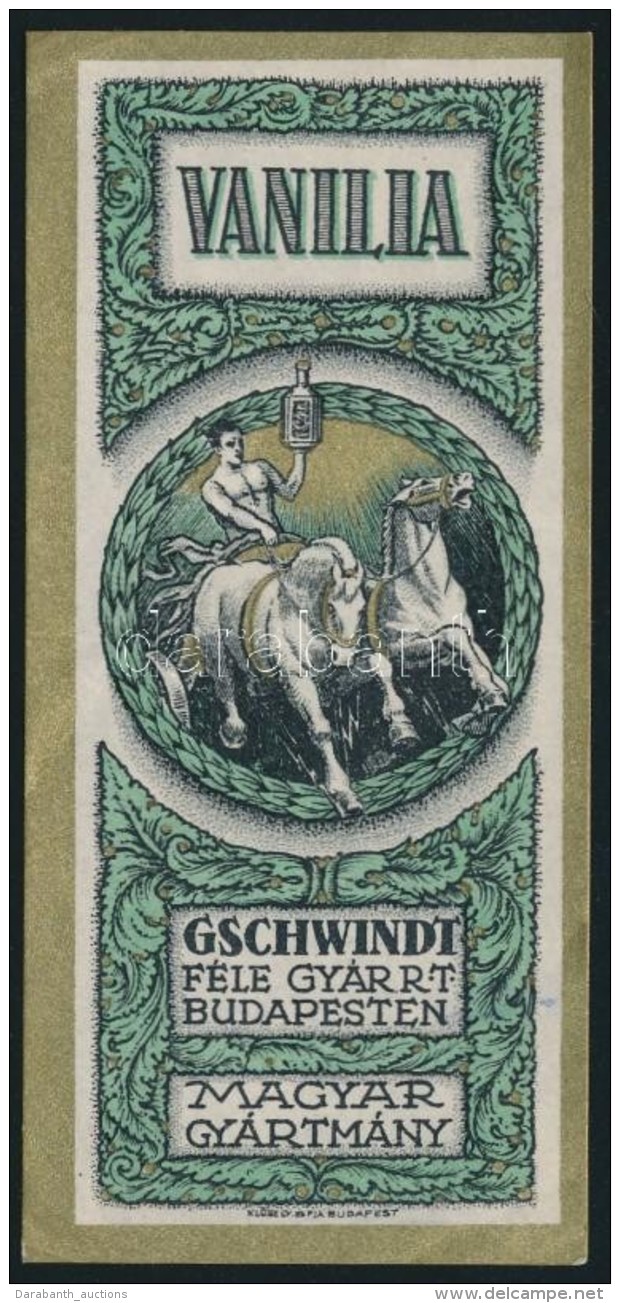 Cca 1910 Gschwindt-f&eacute;le Gy&aacute;r Rt. Vanilia LikÅ‘r Italc&iacute;mke, Kl&ouml;sz Gy. &eacute;s Fia,... - Pubblicitari