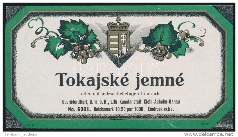 Cca 1920-1930 Tokajsk&eacute; Jemn&eacute;, Tokaji Borc&iacute;mke, Cseh Nyelven, Magyar C&iacute;merrel,... - Reclame