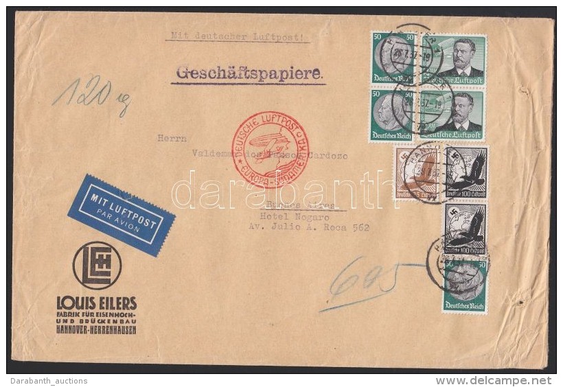 1937 L&eacute;gi Lev&eacute;l Argent&iacute;n&aacute;ba 7,75 RM B&eacute;rmentes&iacute;t&eacute;ssel / Airmail... - Autres & Non Classés