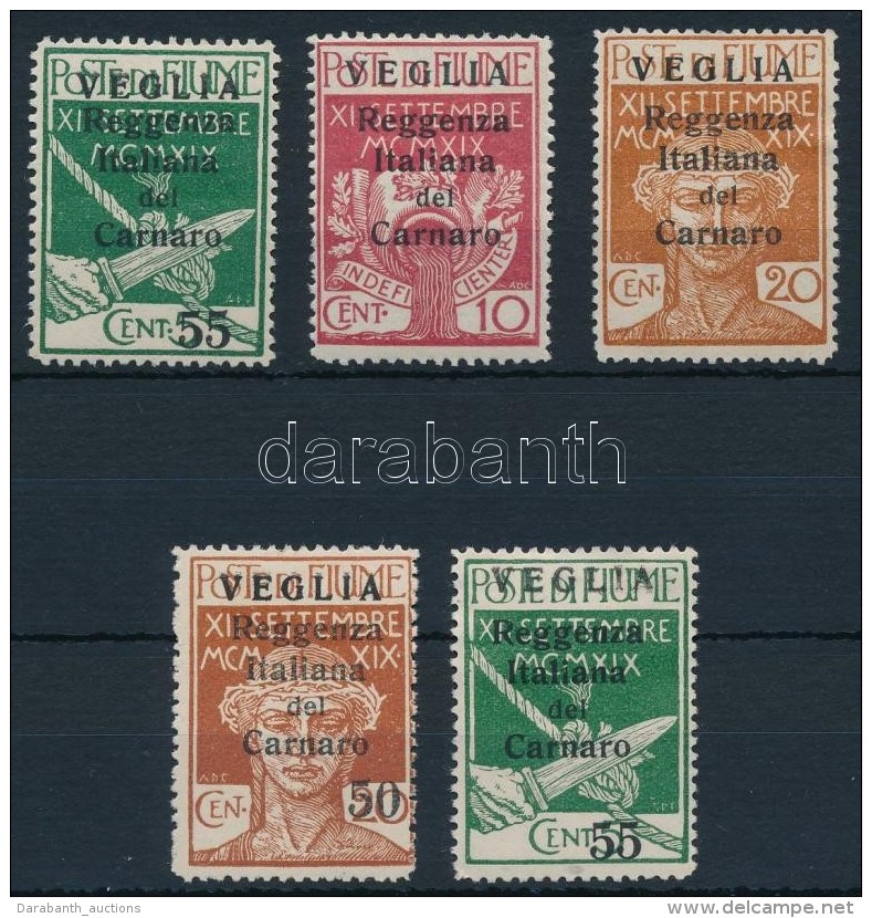 * Carnaro-sziget 1920 5 Klf Forgalmi Mi 28-30 II, 32-33 II - Other & Unclassified