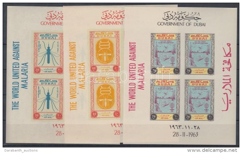 ** 1963 K&uuml;zdelem A Mal&aacute;ria Ellen Blokksor Mi 5-7 / Mi Block 5-7 Imperforate - Other & Unclassified