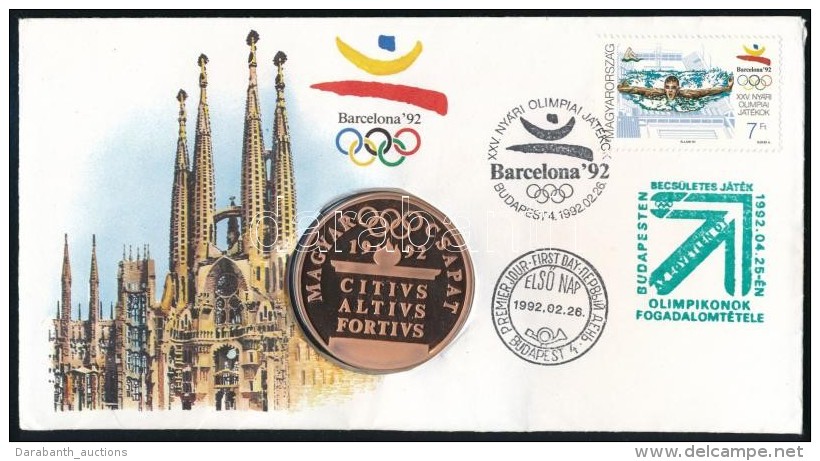 1992 Barcelona Eml&eacute;k&eacute;rem FDC &eacute;rm&eacute;s Bor&iacute;t&eacute;kban - Autres & Non Classés