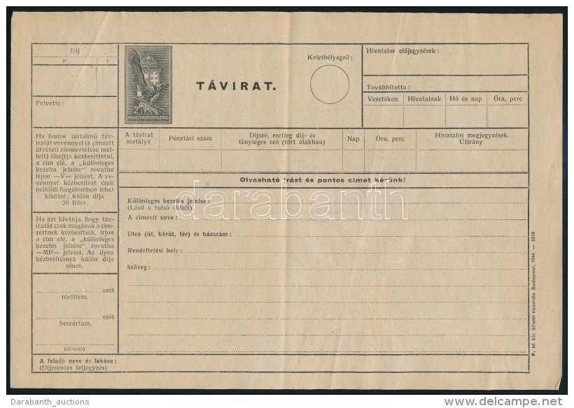 1944 2f T&aacute;virat, Haszn&aacute;latlan - Autres & Non Classés