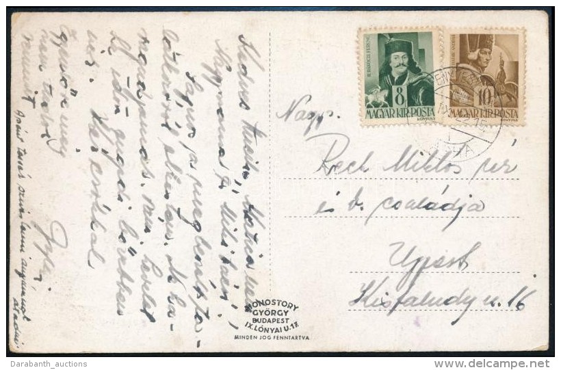 1943 K&eacute;peslap FENYVESV&Ouml;LGY K&eacute;tnyelvÅ± B&eacute;lyegz&eacute;ssel / Postcard With Bilingual... - Autres & Non Classés