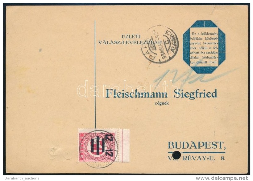 1934 P&aacute;pa - Budapest 12 / 50f Kiseg&iacute;tÅ‘ Port&oacute;z&aacute;s B&eacute;lyeghi&aacute;ny Miatt... - Other & Unclassified