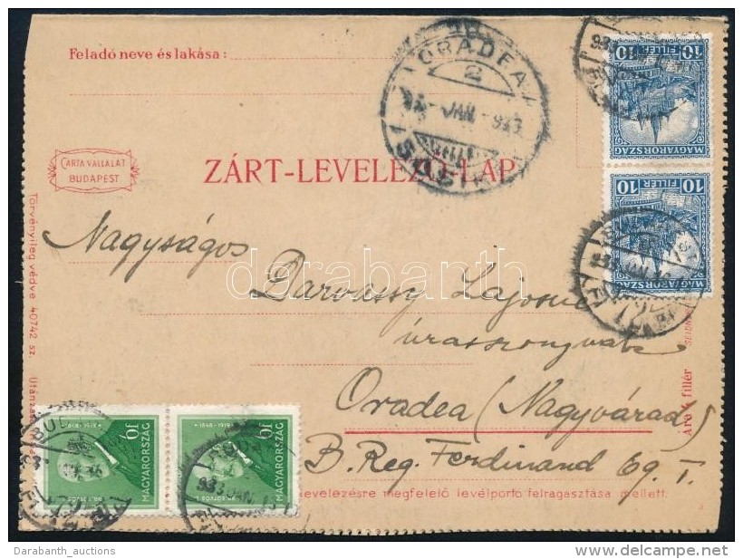 1933 Budapest - Rom&aacute;nia 32f (4 B&eacute;lyeges) Z&aacute;rt LevelezÅ‘lap - Other & Unclassified