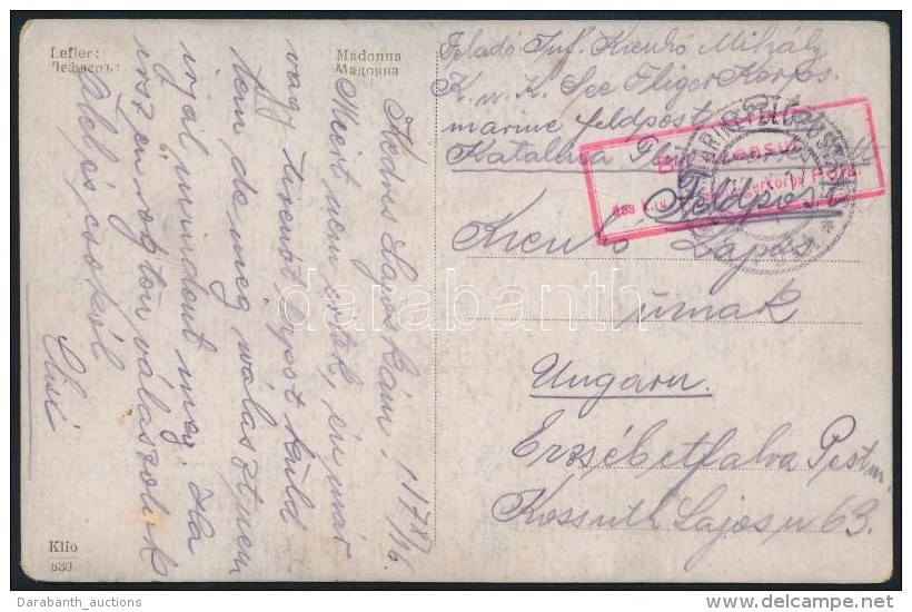 1917 K&eacute;peslap / Postcard 'Briefzensur Der K.u.k. Seefliegerkorps Pola' - Autres & Non Classés