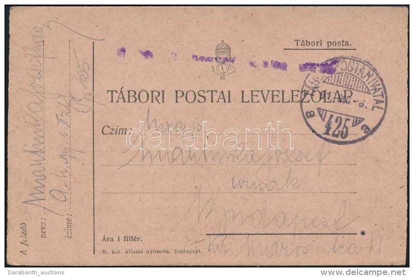 1917 T&aacute;bori Posta LevelezÅ‘lap 'TP 425 A' - Autres & Non Classés