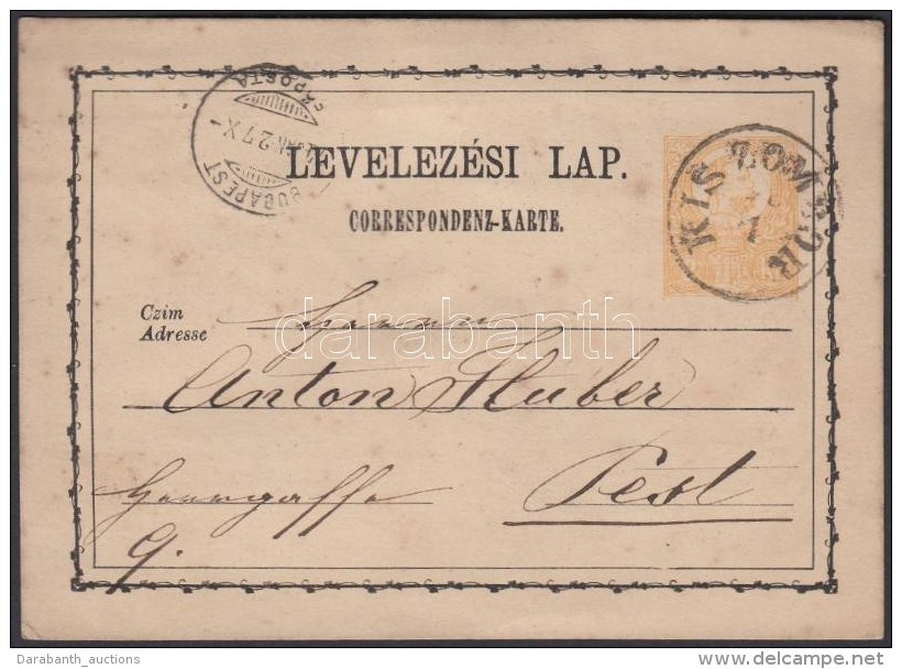 1874 D&iacute;jjegyes LevelezÅ‘lap / PS-card 'KIS ZOMBOR'-'BUDAPEST' - Other & Unclassified