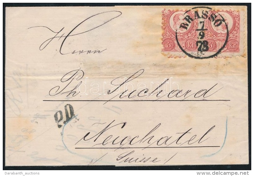 1873 R&eacute;znyomat 5kr P&aacute;r Lev&eacute;len Sv&aacute;jcba / Mi 10 Pair On Cover To Switzerland... - Andere & Zonder Classificatie